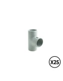 Manguito en t inspeccionable de pvc ø 25 mm, gris, 25 unidades