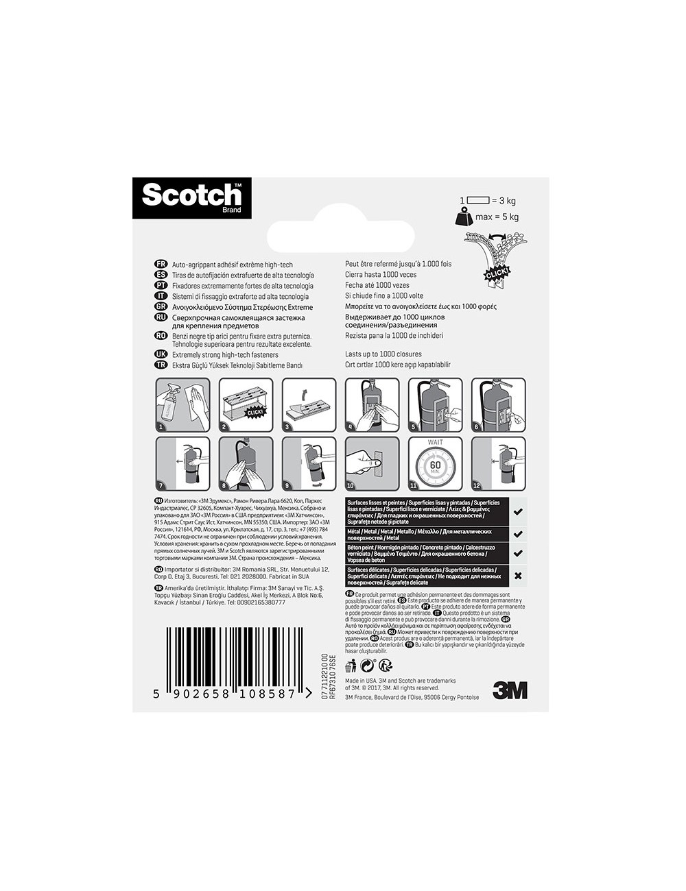 Tira de autofijación extreme negra máx 5 kg 25x76mm, 2 uds