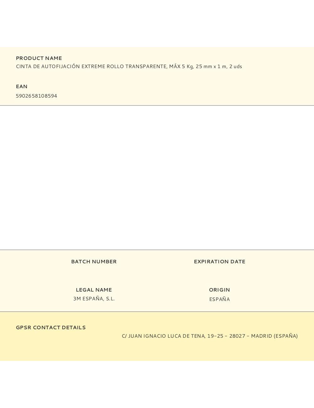 Cinta de autofijación extreme rollo transparente, máx 5 kg, 25mmx1m, 2 uds