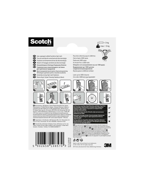 Tira de autofijación extreme transparente max 5 kg 25mmx76mm, 2 uds