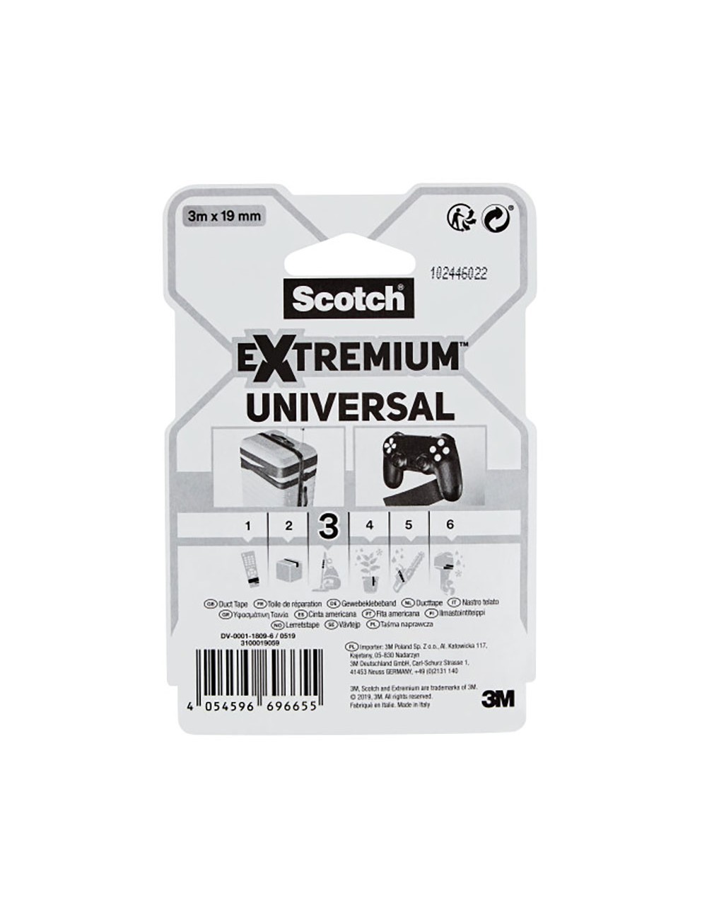 Cinta americana extremium 3 universal, negra 19 mm x 3 m