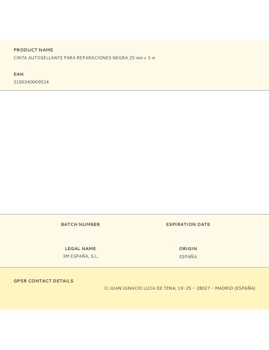 Cinta autosellante para reparaciones negra 25 mm x 3 m
