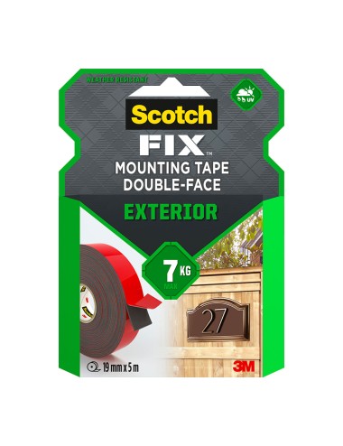 Cinta doble cara de montaje para exteriores, máx 7 kg 19 mm x 5 m