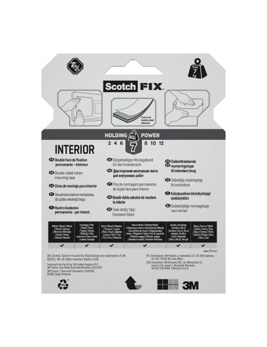 Cinta doble cara de montaje para interiores, máx 7 kg, 19mmx5m