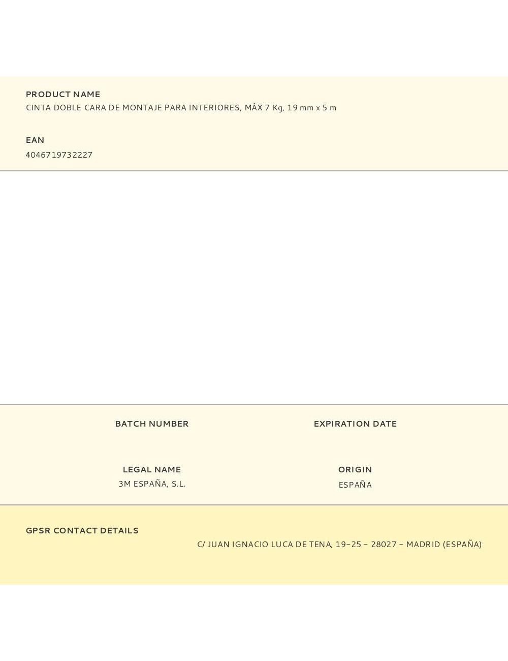 Cinta doble cara de montaje para interiores, máx 7 kg, 19mmx5m