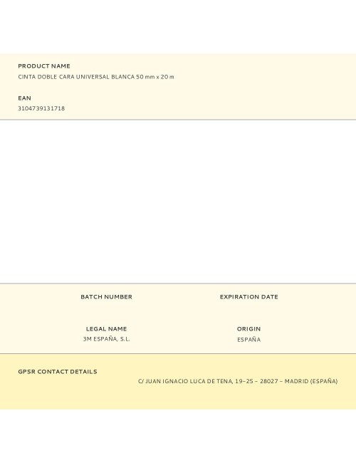 Cinta doble cara universal blanca 50 mm x 20 m