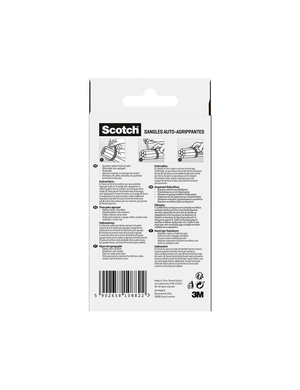 Tira para agrupar a medida negro 19 mm x 3,65 m