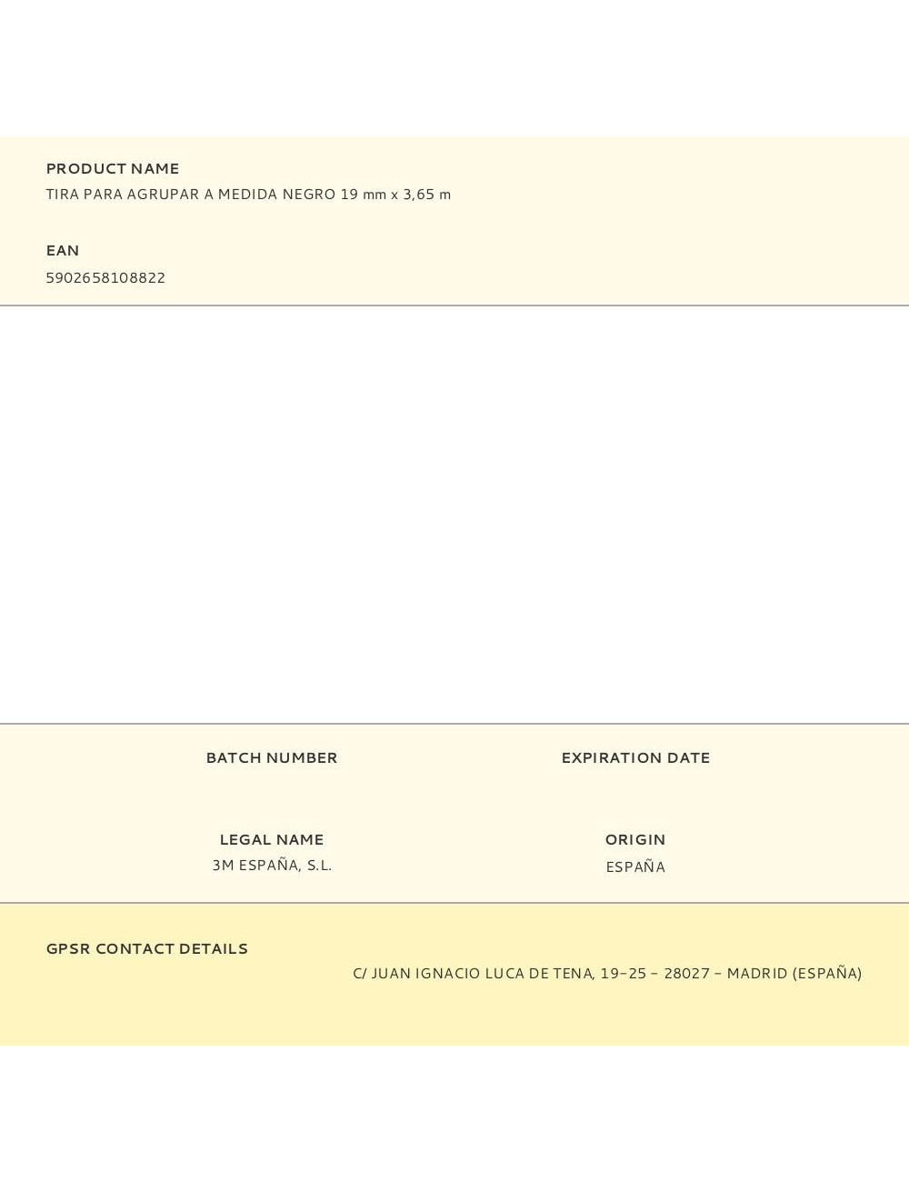 Tira para agrupar a medida negro 19 mm x 3,65 m