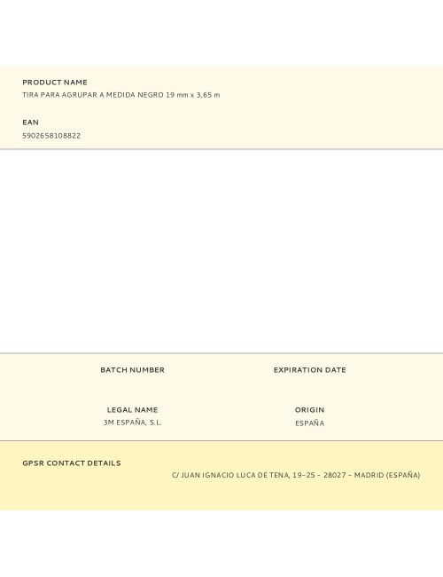 Tira para agrupar a medida negro 19 mm x 3,65 m