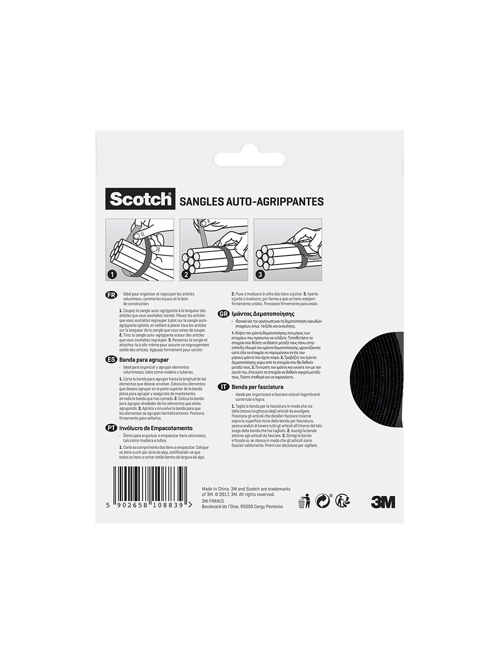 Tira para agrupar a medida negro 38,1 mm x 9,1 m