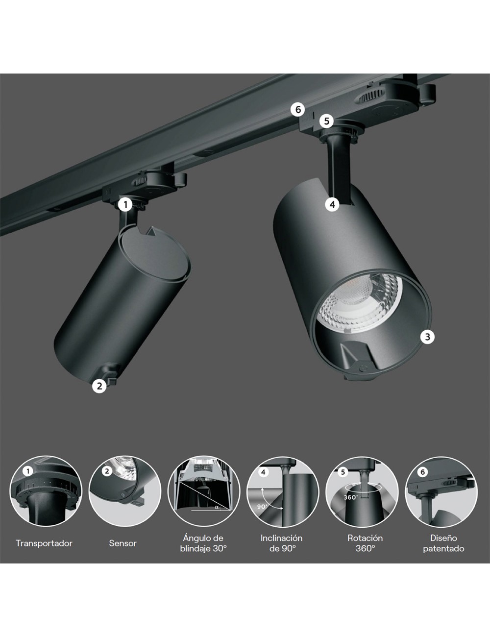 Foco proyector ia 30 w 2700 k - 6500 k 24° negro