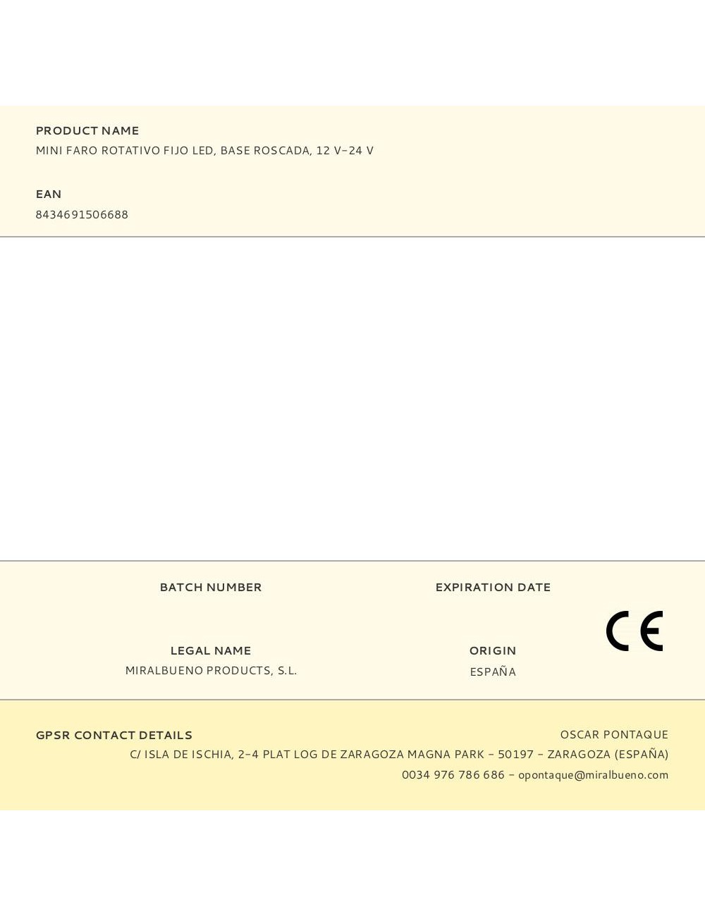 Mini faro rotativo fijo led, base roscada, 12 v-24 v
