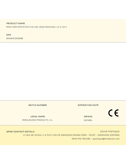 Mini faro rotativo fijo led, base roscada, 12 v-24 v