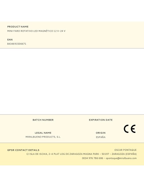 Mini faro rotativo led magnético 12 v-24 v