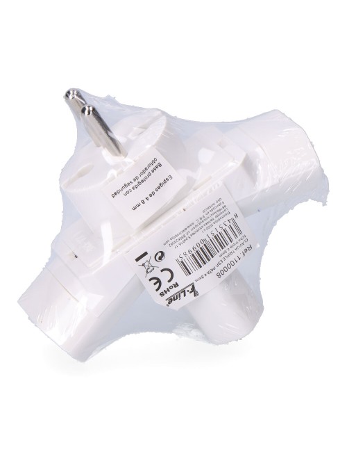 Clavija triple esp. pata 4,8 mm. (retractilado)