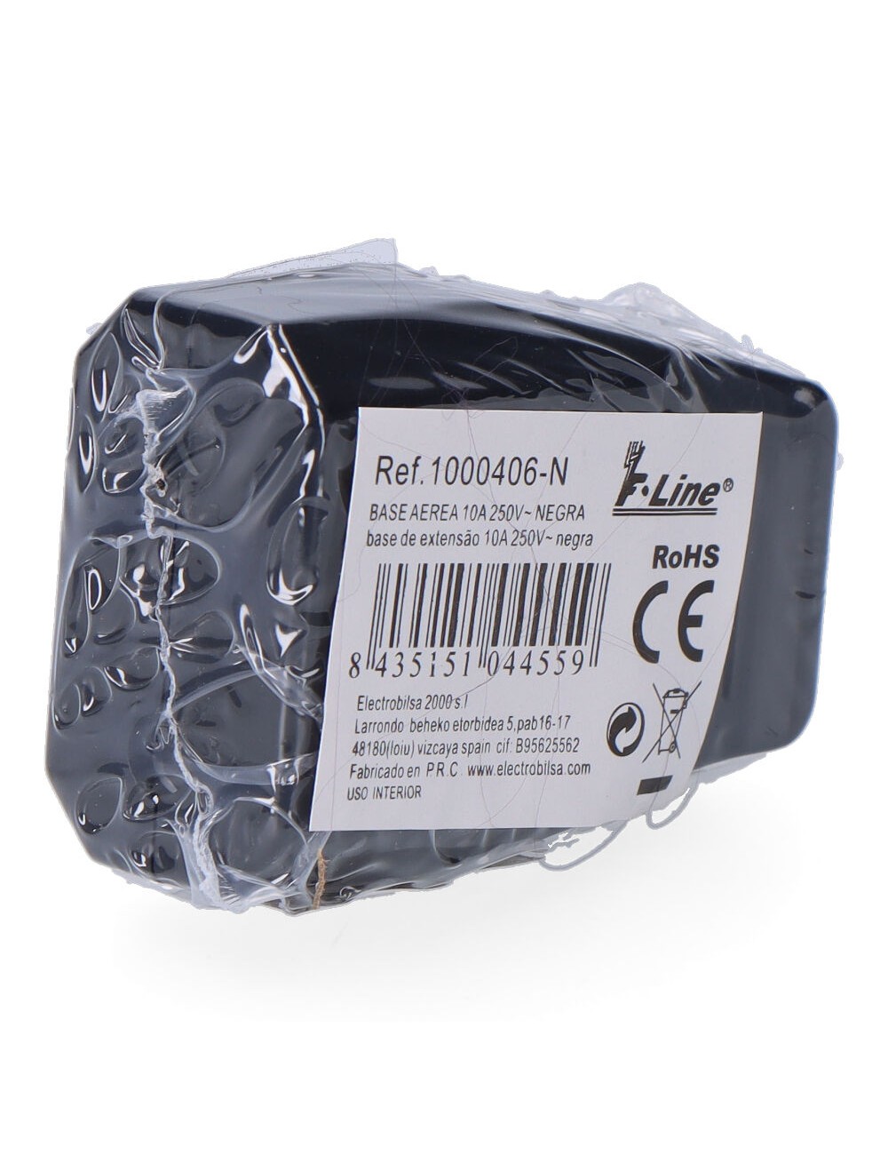 Base aerea negra 10 a 250 v (retractilado)