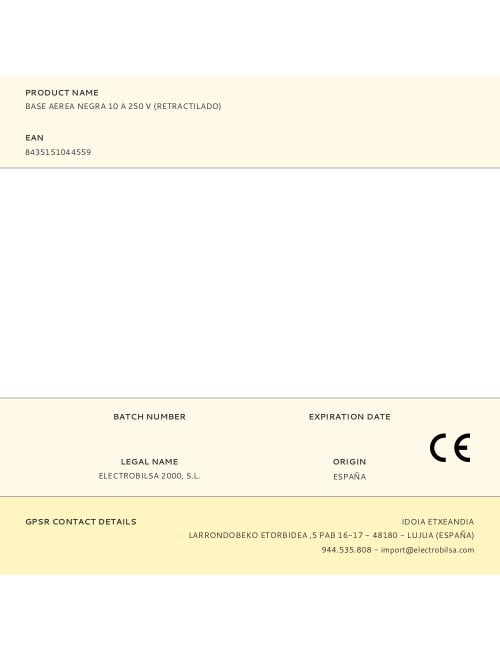 Base aerea negra 10 a 250 v (retractilado)