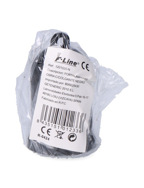 Portalámparas obra con colgante e27, 4 a 250 v, negro, ø35 x 60 mm (retractilado)