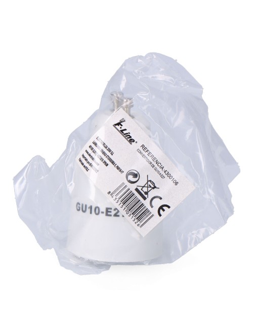 Convertidor de gu10 a e27, 2 a 230 v, blanco, ø35 x 58 mm (retractilado)