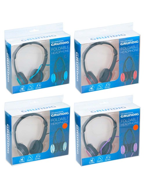 Auriculares plegables, pvc, 1,2 m. colores surtidos