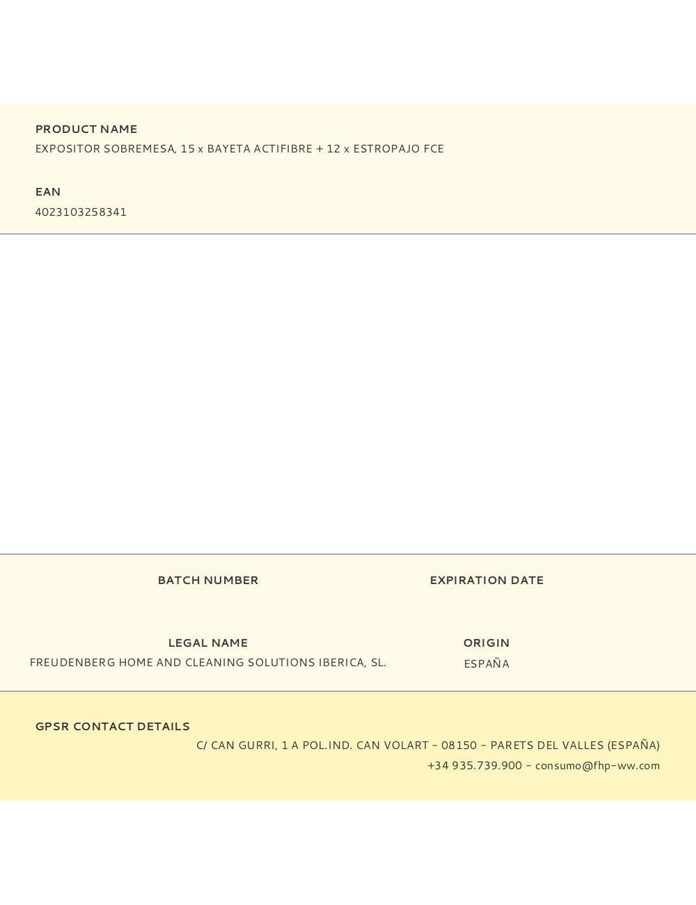 Expositor sobremesa, 15 x bayeta actifibre + 12 x estropajo fce