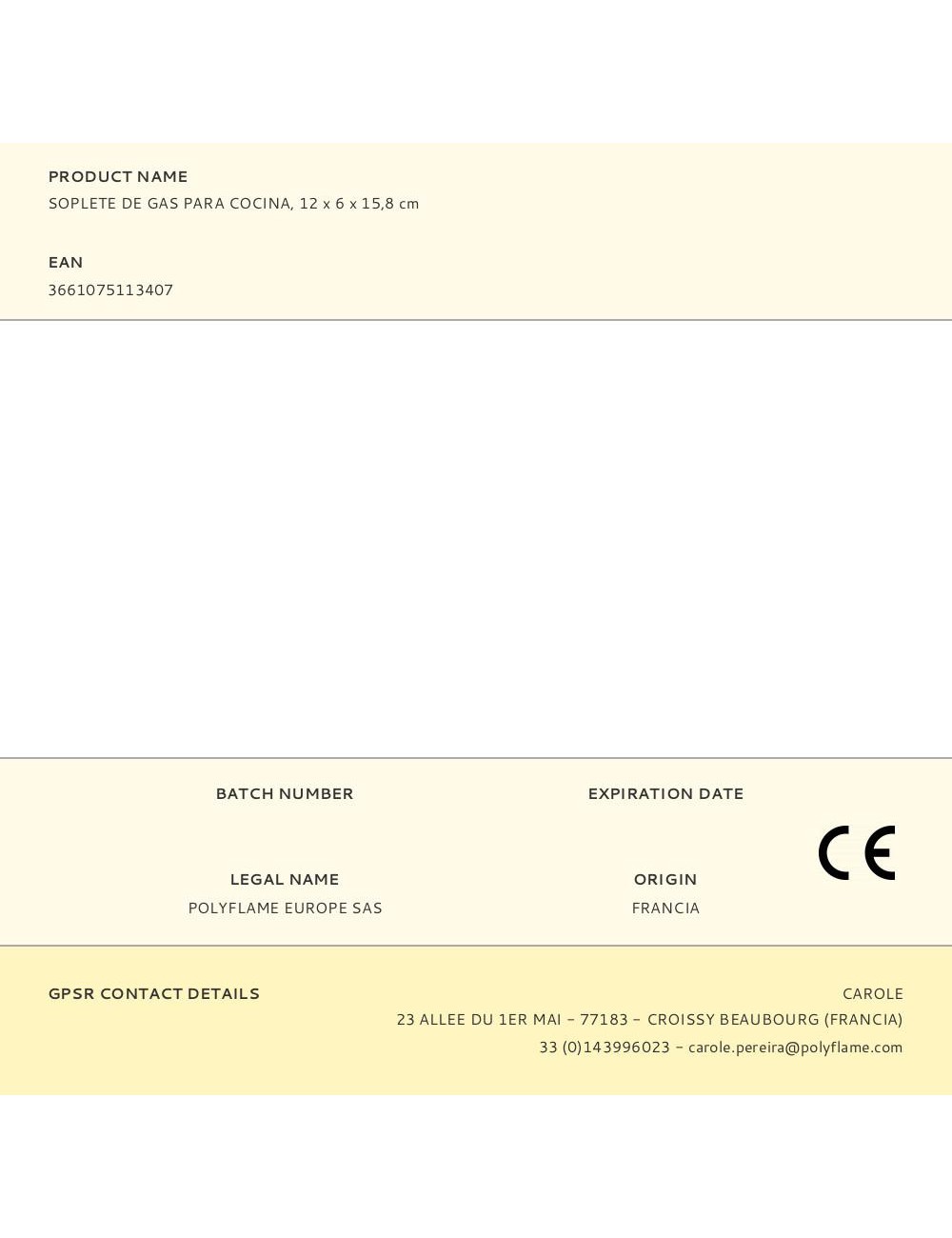 Soplete de gas para cocina, 12 x 6 x 15,8 cm