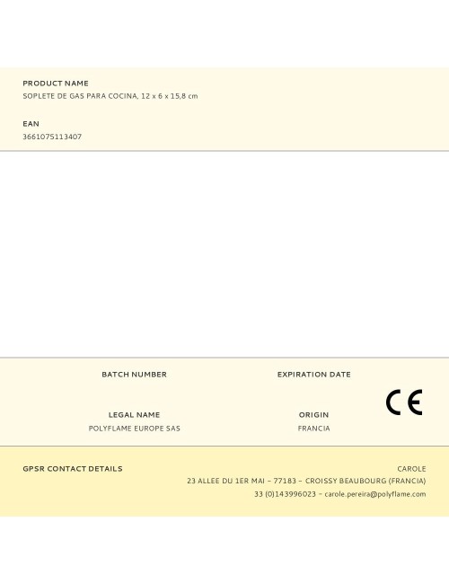 Soplete de gas para cocina, 12 x 6 x 15,8 cm