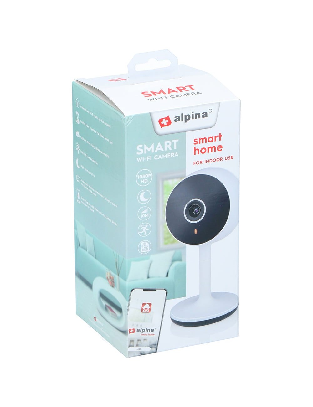 Cámara fija para interior smart, wifi, 230 v, 1080 p hd, micro sd, 5,4 x 5 x 10,6 cm