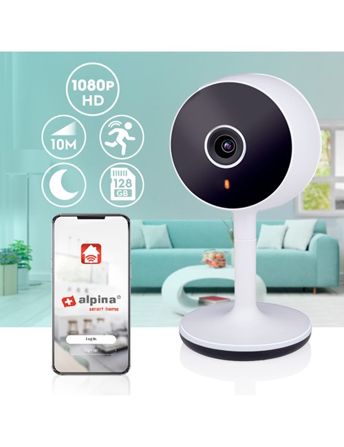 Cámara fija para interior smart, wifi, 230 v, 1080 p hd, micro sd, 5,4 x 5 x 10,6 cm