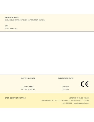 Cablecillo h07z1-k(as) 2,5 mm marron euro/m