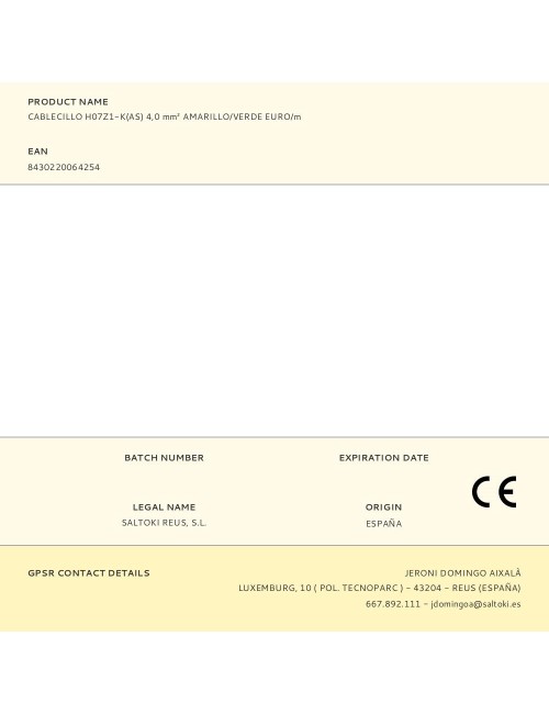 Cablecillo h07z1-k(as) 4,0 mm amarillo/verde euro/m