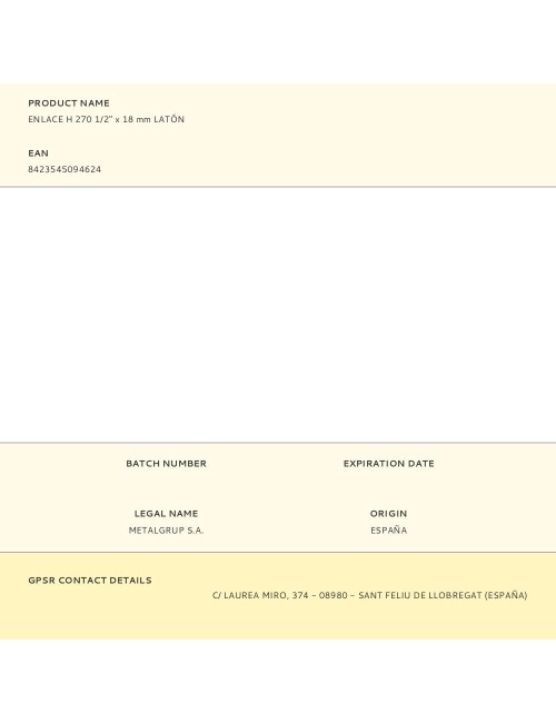 Enlace h 270 1/2" x 18 mm latón