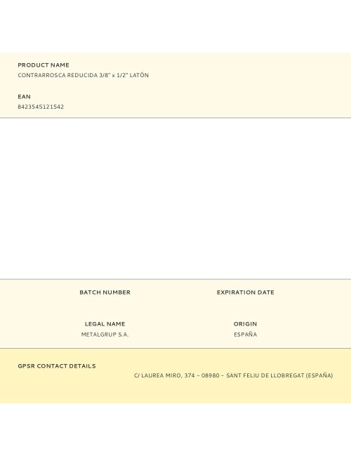 Contrarrosca reducida 3/8" x 1/2" latón