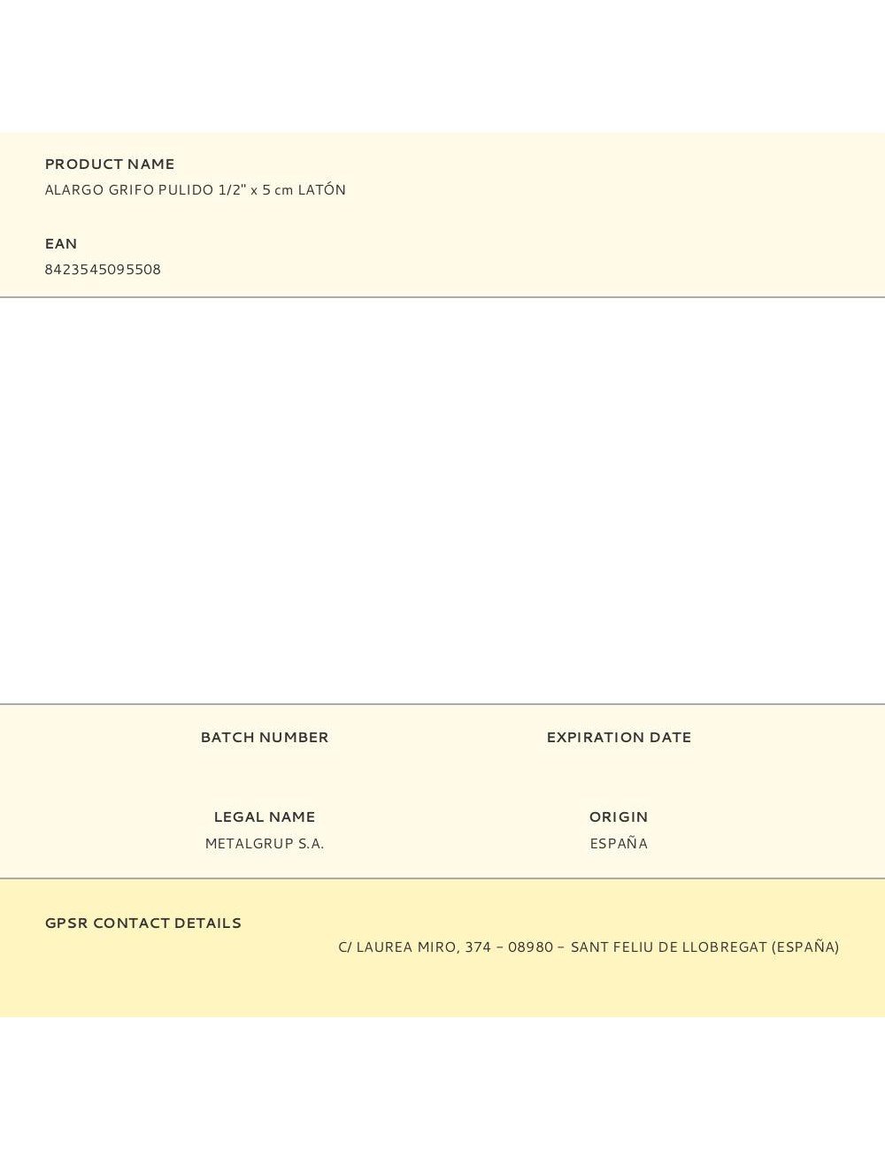 Alargo grifo pulido 1/2" x 5 cm latón