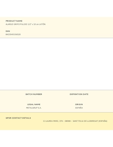 Alargo grifo pulido 1/2" x 10 cm latón