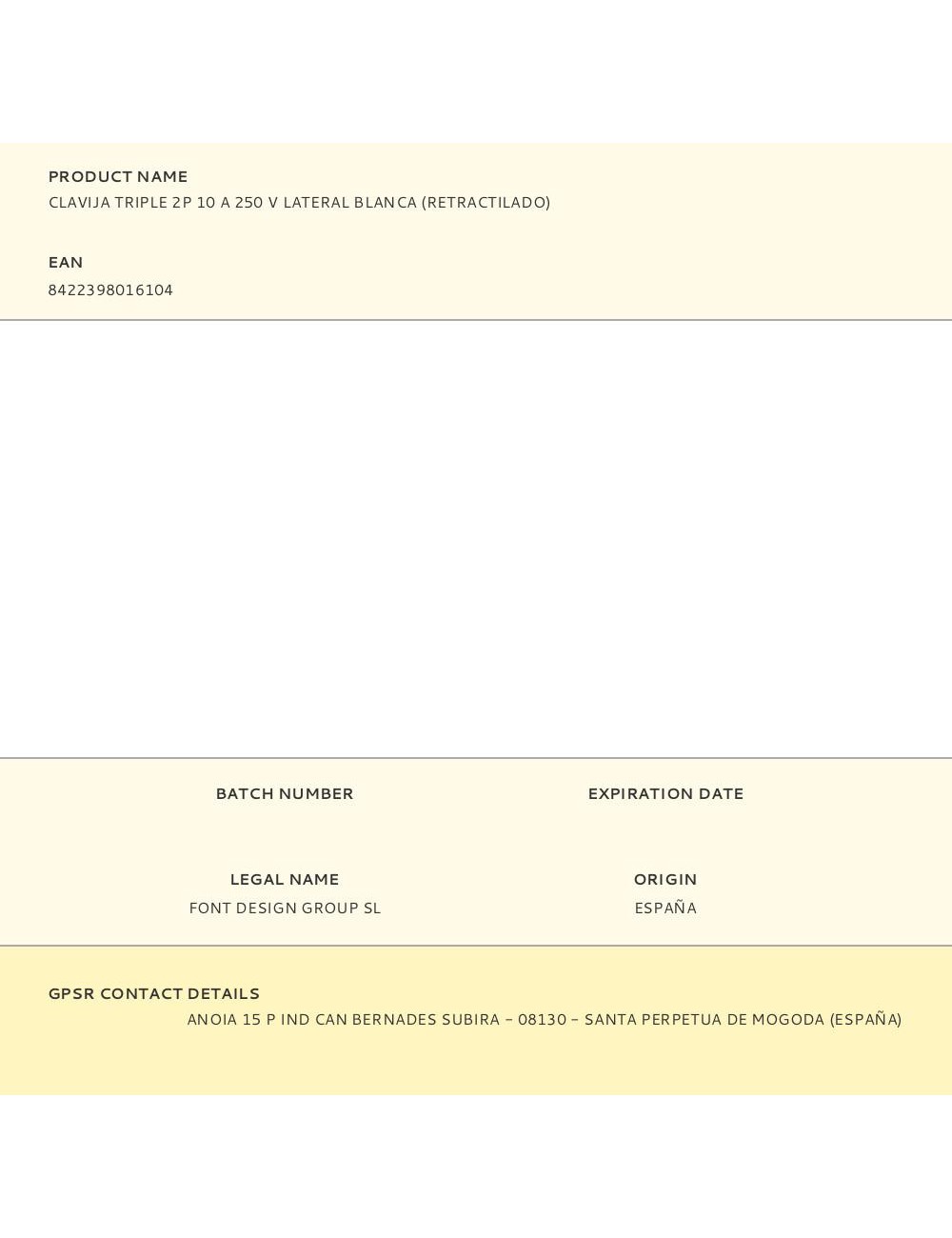 Clavija triple 2p 10 a 250 v lateral blanca (retractilado)