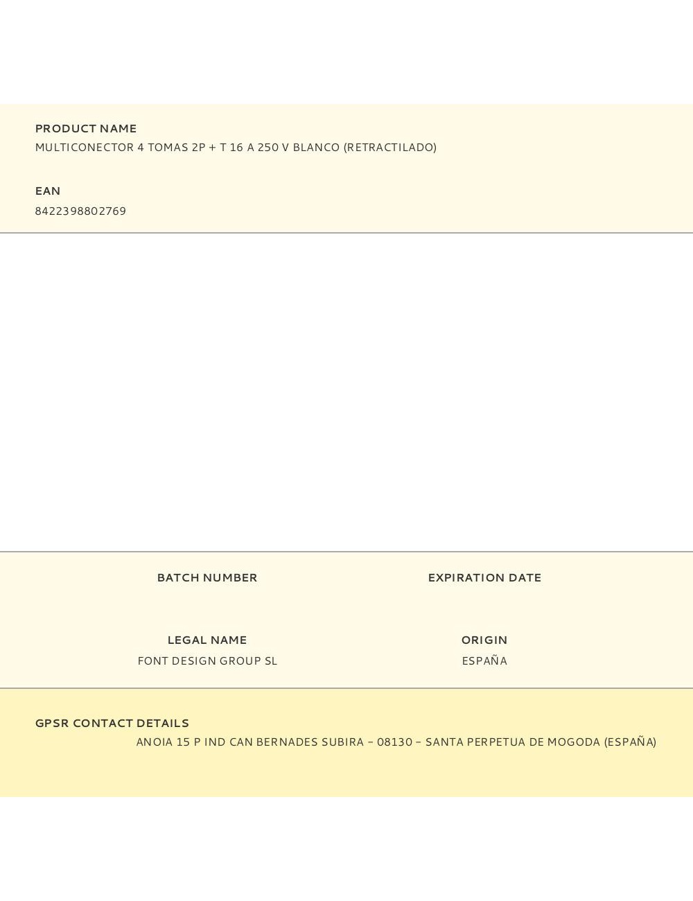 Multiconector 4 tomas 2p + t 16 a 250 v blanco (retractilado)