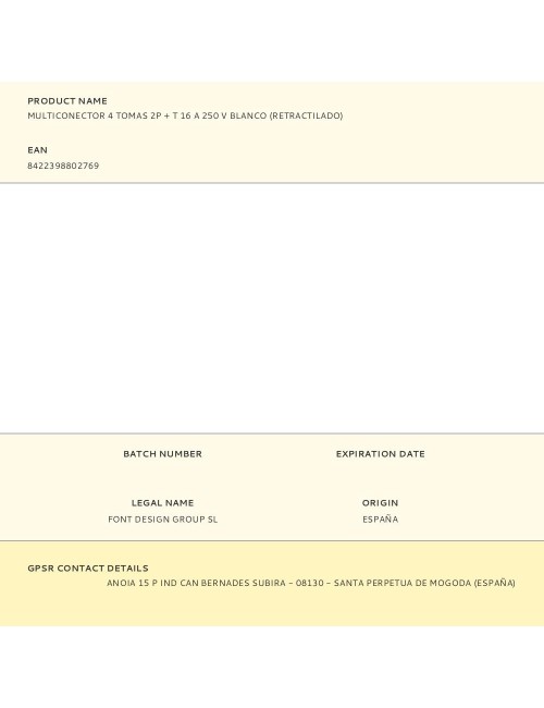 Multiconector 4 tomas 2p + t 16 a 250 v blanco (retractilado)