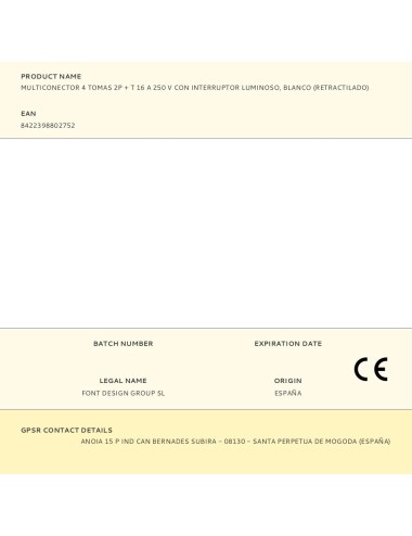 Multiconector 4 tomas 2p + t 16 a 250 v con interruptor luminoso, blanco (retractilado)
