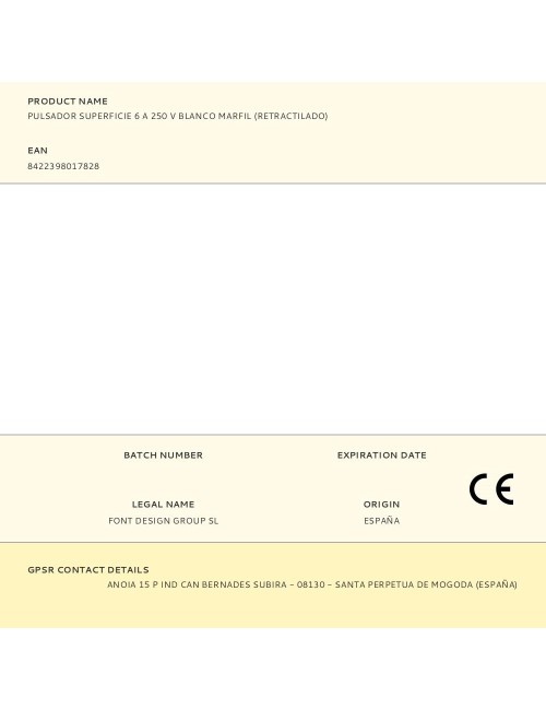 Pulsador superficie 6 a 250 v blanco marfil (retractilado)