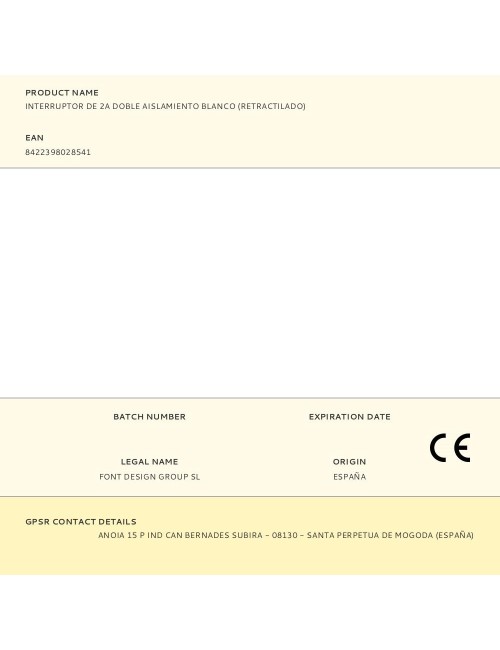 Interruptor de 2a doble aislamiento blanco (retractilado)