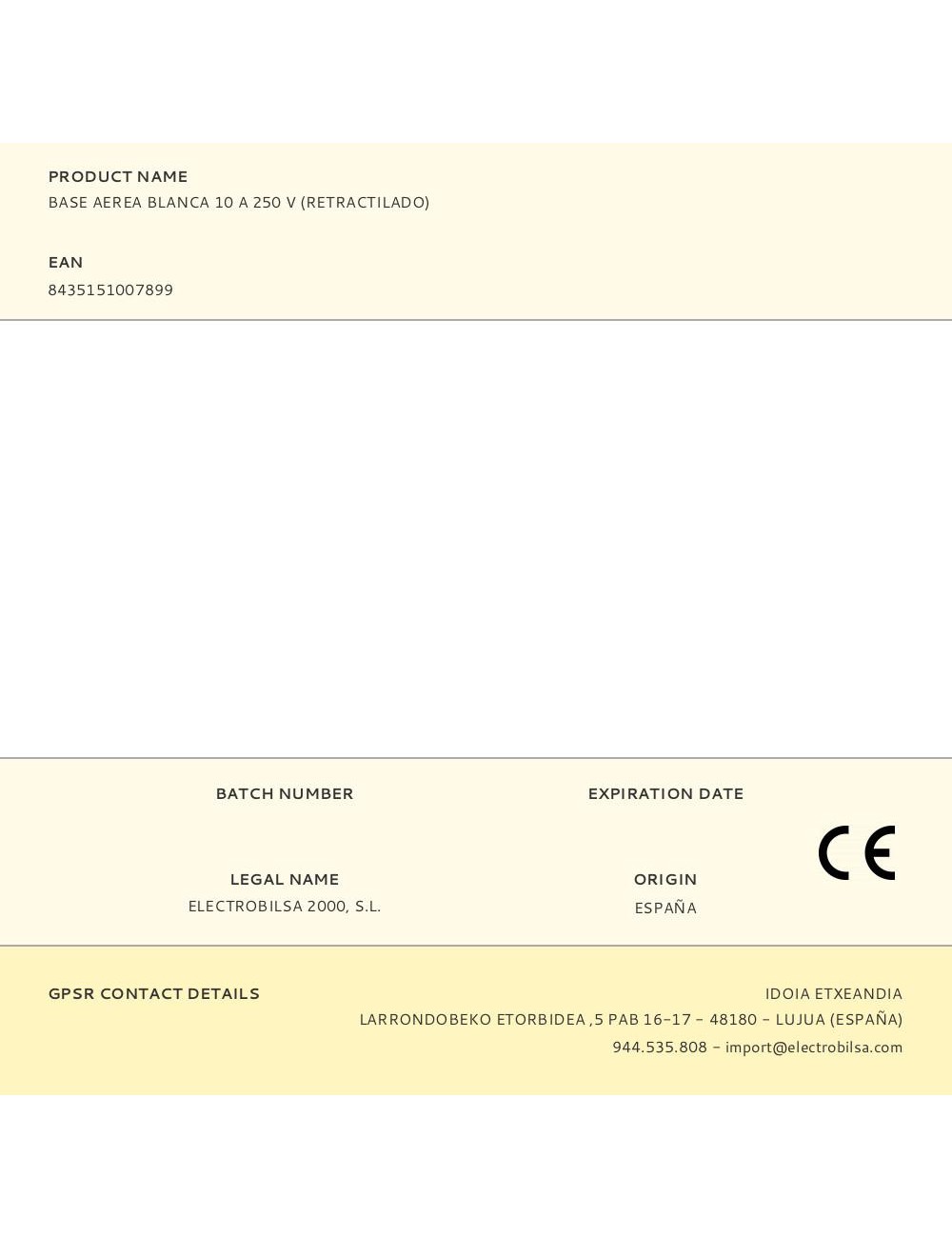 Base aerea blanca 10 a 250 v (retractilado)