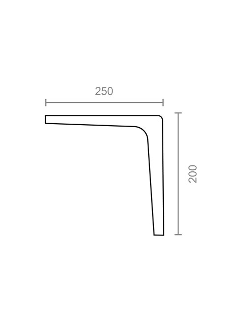 Escuadra clásica plm01 blanco 250 x 200 mm