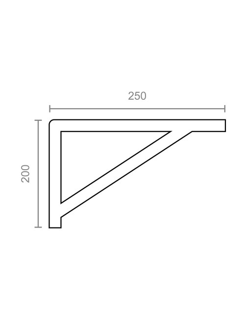 Escuadra reforzada plm04 negro 250 x 200 mm