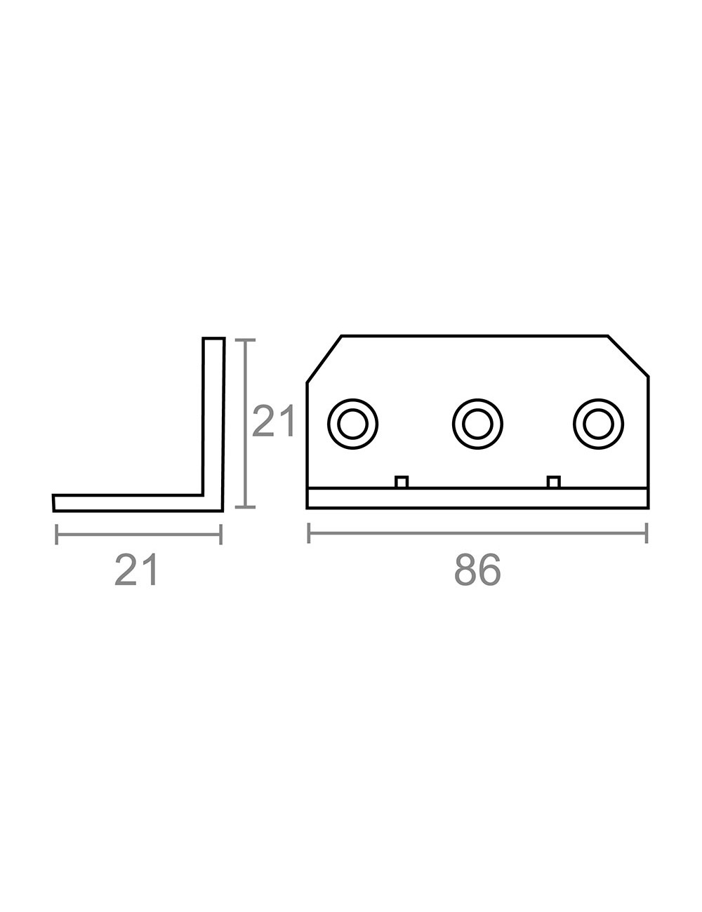 Ángulo refuerzo an08 zincado 21 x 21 x 86 mm