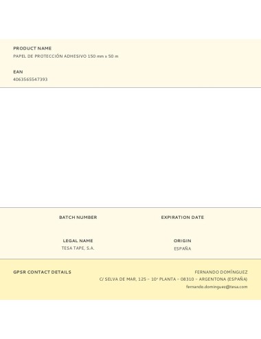 Papel de protección adhesivo 150 mm x 50 m