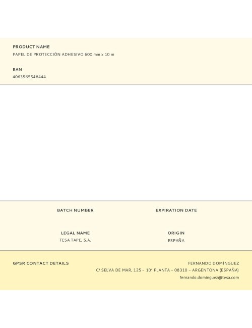Papel de protección adhesivo 600 mm x 10 m