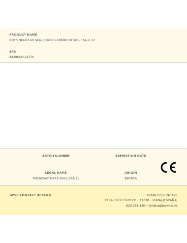 Bota negra de seguridad carbón s5 src, talla 37