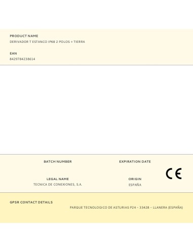 Derivador t estanco ip68 2 polos + tierra