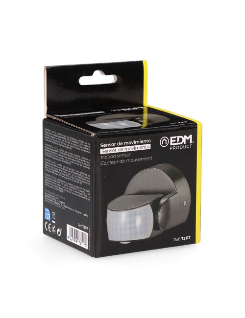 Sensor de movimiento y crepuscular 15 m ip65 negro